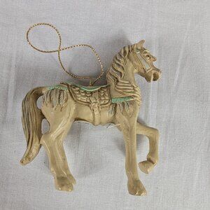 Goebel Horse Ornament Native American Carousel Beige Green Christmas Show Horse